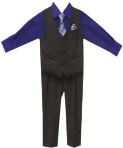 BOYS 4PC VEST SET (2161901) BLACK/ ROYAL BLUE